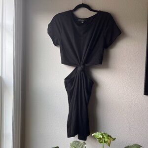 Lulus | Dresses | Lulus Knotty But Nice Black Knotted Cutout Tshirt Dress Size L
